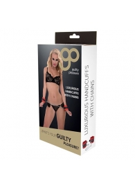 Красно-чёрные наручники на металлической цепочке - Blush Novelties - купить с доставкой в Химках