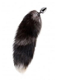 Серебристая металлическая анальная втулка с хвостом чернобурой лисы - размер S - ToyFa - купить с доставкой в Химках