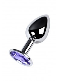 Серебристая конусовидная анальная пробка с фиолетовым кристаллом - 7 см. - ToyFa - купить с доставкой в Химках