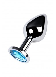 Серебристая конусовидная анальная пробка с голубым кристаллом - 8 см. - ToyFa - купить с доставкой в Химках