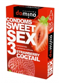 Презервативы для орального секса DOMINO Sweet Sex с ароматом клубничного коктейля  - 3 шт. - Domino - купить с доставкой в Химках