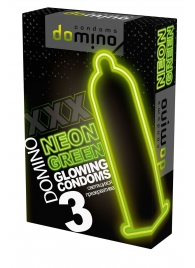 Презервативы DOMINO Neon Green со светящимся в темноте кончиком - 3 шт. - Domino - купить с доставкой в Химках