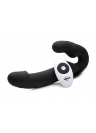 Черный безремневой страпон Urge Silicone Strap On с пультом ДУ - 24 см. - XR Brands - купить с доставкой в Химках