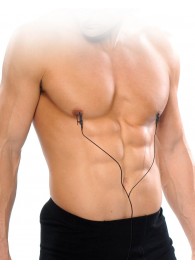 Черные электрические зажимы для сосков Shock Therapy Nipple Clamps - Pipedream - купить с доставкой в Химках