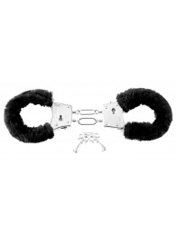 Меховые чёрные наручники Beginner s Furry Cuffs - Pipedream - купить с доставкой в Химках