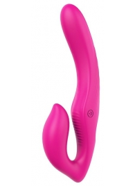 Ярко-розовый безремневой страпон REMOTE DOUBLE DIPPER - 22 см. - Dream Toys - купить с доставкой в Химках