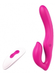 Ярко-розовый безремневой страпон REMOTE DOUBLE DIPPER - 22 см. - Dream Toys - купить с доставкой в Химках