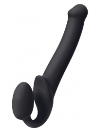 Черный безремневой страпон Silicone Bendable Strap-On M - Strap-on-me - купить с доставкой в Химках