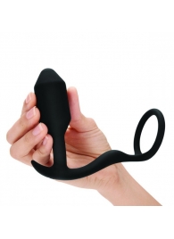 Черное эрекционное кольцо с анальным плагом Snug   Tug - b-Vibe - в Химках купить с доставкой