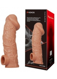 Телесная насадка на фаллос с отверстием для мошонки EXTREME SLEEVE - 17,6 см. - KOKOS - в Химках купить с доставкой