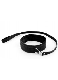 Черный ошейник My Rules с поводком - БДСМ Арсенал - купить с доставкой в Химках