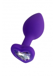 Фиолетовая анальная втулка Diamond Heart с прозрачным кристаллом - 7 см. - ToyFa - купить с доставкой в Химках