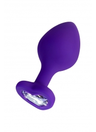 Фиолетовая анальная втулка Diamond Heart с прозрачным кристаллом - 8 см. - ToyFa - купить с доставкой в Химках