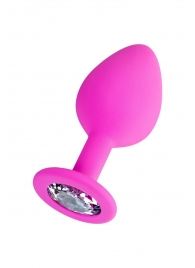 Розовая анальная втулка Brilliant с прозрачным кристаллом - 8 см. - ToyFa - купить с доставкой в Химках