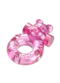Розовое эрекционное виброкольцо на пенис Pink Bear - Baile - в Химках купить с доставкой