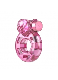 Розовое эрекционное кольцо с вибрацией Pink Bear - Baile - в Химках купить с доставкой