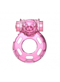 Розовое эрекционное кольцо с вибрацией Pink Bear - Baile - в Химках купить с доставкой