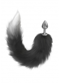 Серебристая анальная пробка с черным хвостом Galaxy - Lola Games - купить с доставкой в Химках