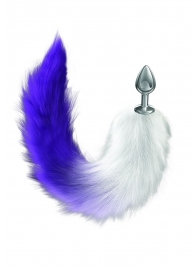 Серебристая анальная пробка с фиолетовым хвостом Galaxy - Lola Games - купить с доставкой в Химках