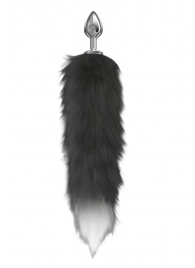 Серебристая анальная пробка с черным хвостом Starlit - Lola Games - купить с доставкой в Химках