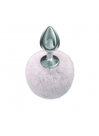 Серебристая анальная пробка с белым пушистым хвостиком Twinkle - Lola Games - купить с доставкой в Химках