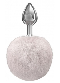 Серебристая анальная пробка с белым пушистым хвостиком Twinkle - Lola Games - купить с доставкой в Химках