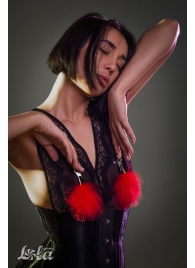 Зажимы на соски с красным пухом Euphoric - Lola Games - купить с доставкой в Химках