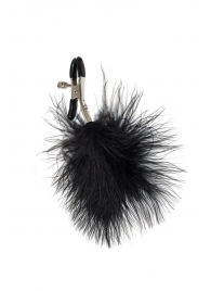 Зажимы на соски с черным пухом Euphoric - Lola Games - купить с доставкой в Химках