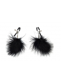 Зажимы на соски с черным пухом Euphoric - Lola Games - купить с доставкой в Химках