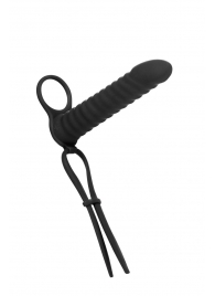 Черная вибронасадка для двойного проникновения Rori - 17 см. - Lola Games - купить с доставкой в Химках