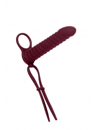 Бордовая вибронасадка для двойного проникновения Rori - 17 см. - Lola Games - купить с доставкой в Химках