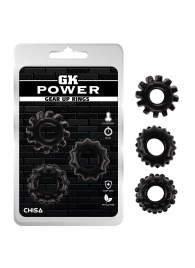 Набор из 3 черных эрекционных колец Gear Up Rings - Chisa - в Химках купить с доставкой