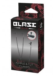 Черные зажимы на соски и клитор на цепочке DELUXE NIPPLE   CLIT CLAMPS - Dream Toys - купить с доставкой в Химках