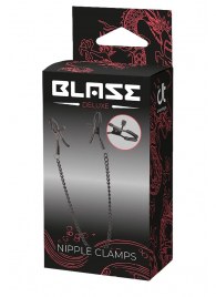 Черные зажимы на соски на цепочке BLAZE DELUXE NIPPLE CLAMPS - Dream Toys - купить с доставкой в Химках