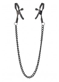 Черные зажимы на соски на цепочке BLAZE DELUXE NIPPLE CLAMPS - Dream Toys - купить с доставкой в Химках