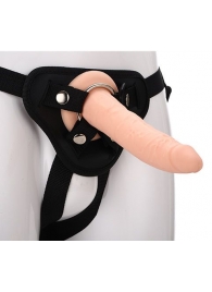 Телесный страпон на черных трусиках STRAP ON REAL DILDO - 20 см. - Dream Toys - купить с доставкой в Химках
