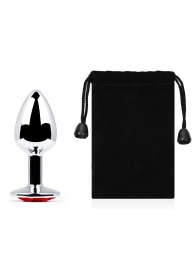 Серебристая анальная пробка с красным стразом - 7,2 см. - Anal Jewelry Plug - купить с доставкой в Химках