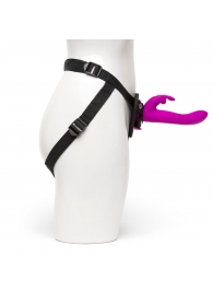 Лиловый страпон Rechargeable Vibrating Strap-On Harness Set - 17,6 см. - Happy Rabbit - купить с доставкой в Химках
