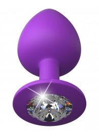 Фиолетовая анальная пробка со стразом Her Little Gem Large Plug - 9,5 см. - Pipedream - купить с доставкой в Химках