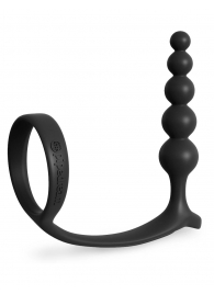 Черная анальная цепочка с эрекционным кольцом Ass-gasm Cockring Anal Beads - Pipedream - в Химках купить с доставкой