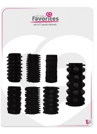 Набор из 7 черных насадок PENIS SLEEVES SET - Dream Toys - в Химках купить с доставкой