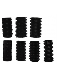 Набор из 7 черных насадок PENIS SLEEVES SET - Dream Toys - в Химках купить с доставкой
