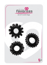 Набор из 3 черных эрекционных колец SET OF 3 COCKRINGS - Dream Toys - в Химках купить с доставкой