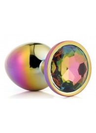 Голографическая анальная втулка с радужным кристаллом - 7,1 см. - Dream Toys - купить с доставкой в Химках