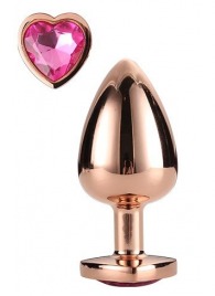 Золотистая анальная втулка с кристаллом-сердечком розового цвета - 7,1 см. - Dream Toys - купить с доставкой в Химках