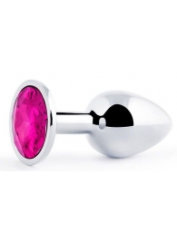 Серебристая анальная пробка с малиновым кристаллом - 7,2 см. - Anal Jewelry Plug - купить с доставкой в Химках