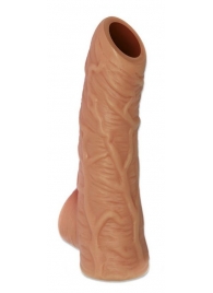 Телесная открытая насадка-реалистик с подхватом мошонки Nude Sleeve L - 14 см. - KOKOS - в Химках купить с доставкой