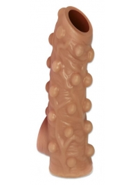 Телесная насадка с бугорками и открытой головкой Nude Sleeve M - 12 см. - KOKOS - в Химках купить с доставкой