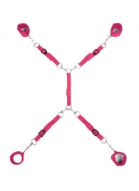 Ярко-розовый набор фиксаций на кровати Classic Bed Spreader - Lux Fetish - купить с доставкой в Химках