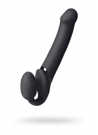 Черный безремневой вибрострапон Vibrating Bendable Strap-On L - Strap-on-me - купить с доставкой в Химках